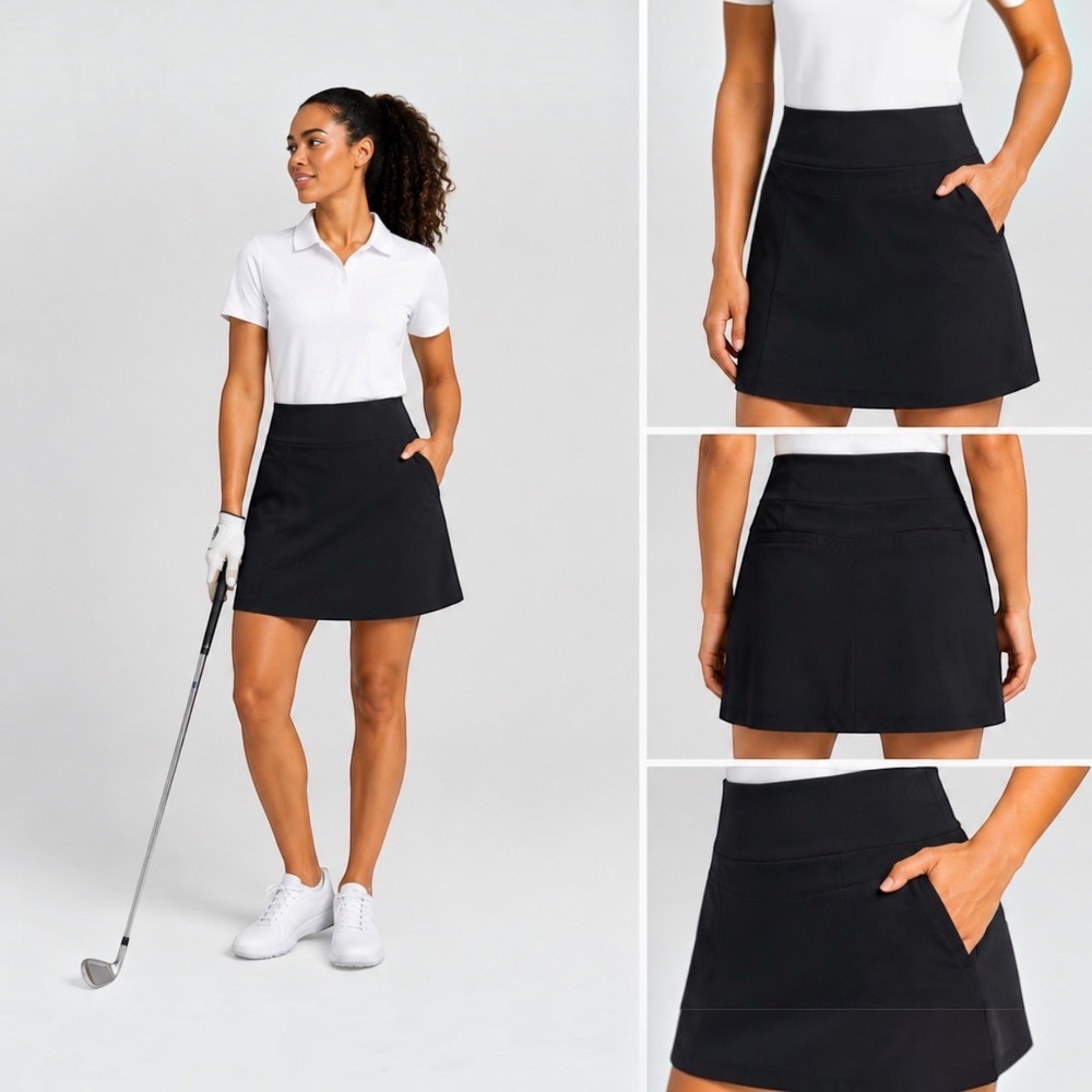 Tail Womens Black Golf Tennis Skort Size 10 Built In Shorts Stretch Pockets